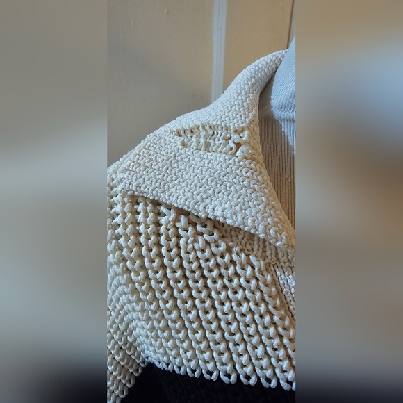 NWOT Zara Oversize Striped Black And Cream Knit Sweater - Picture 5 of 6